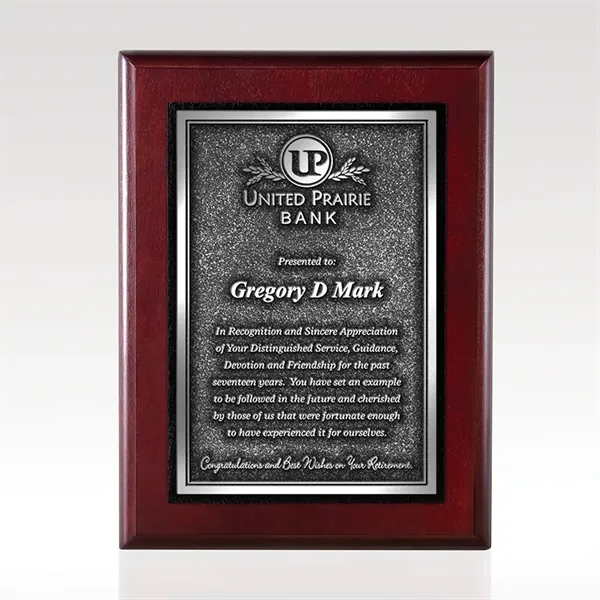 Plaque award cherry wood plaque with deep relief plate.... from ASI 93986 Visions/Awardcraft / Visions Awards