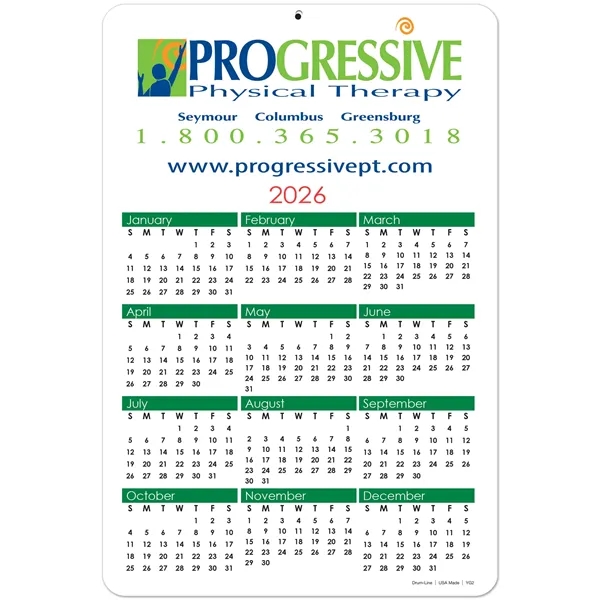 6" x 9" Year calendar on a single card.... from ASI 50873 Drum-Line / Drum-line Inc