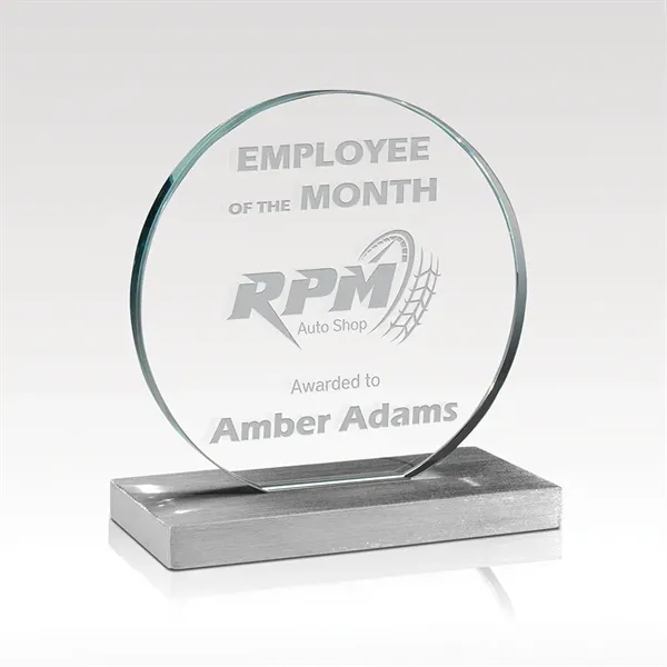 The orbiculated Starphire glass containing your personal message and custom graphics... from ASI 93986 Visions/Awardcraft / Visions Awards