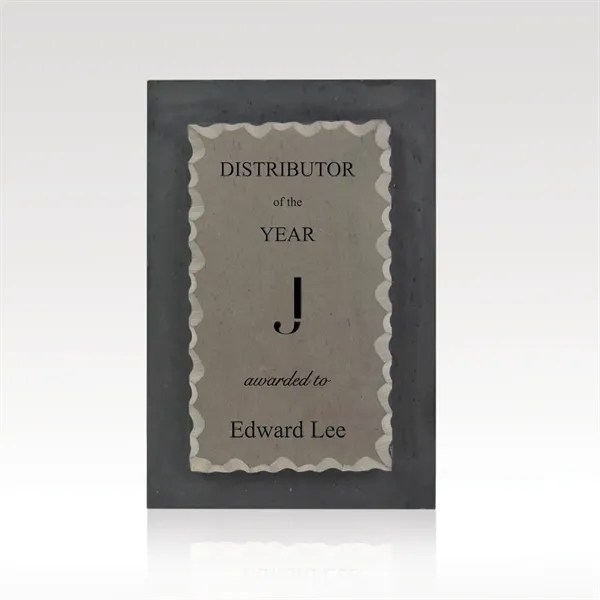 Charcoal slate forms the backdrop for war, rich toned multi-colored slate... from ASI 93986 Visions/Awardcraft