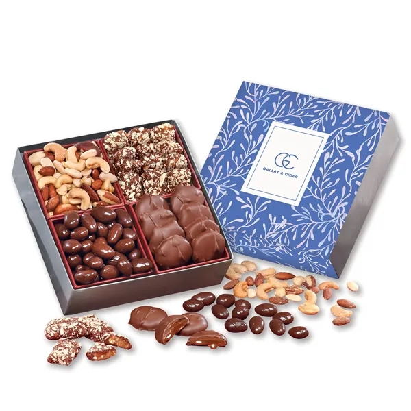 Gift box with a custom full-color sleeve filled with chocolates and... from ASI 68680 Maple Ridge Farms Inc