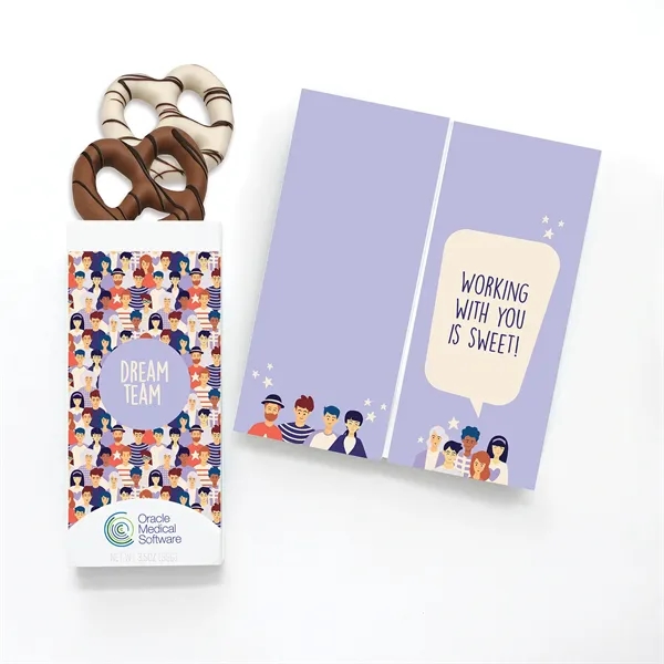Fully customizable greeting card and gourmet chocolate dipped pretzels all in... from ASI 68680 Maple Ridge Farms Inc / Sweeter Cards