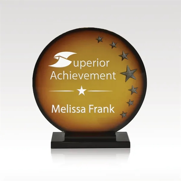 Endeavor Sphere features warm amber art glass with star accents creating... from ASI 93986 Visions/Awardcraft