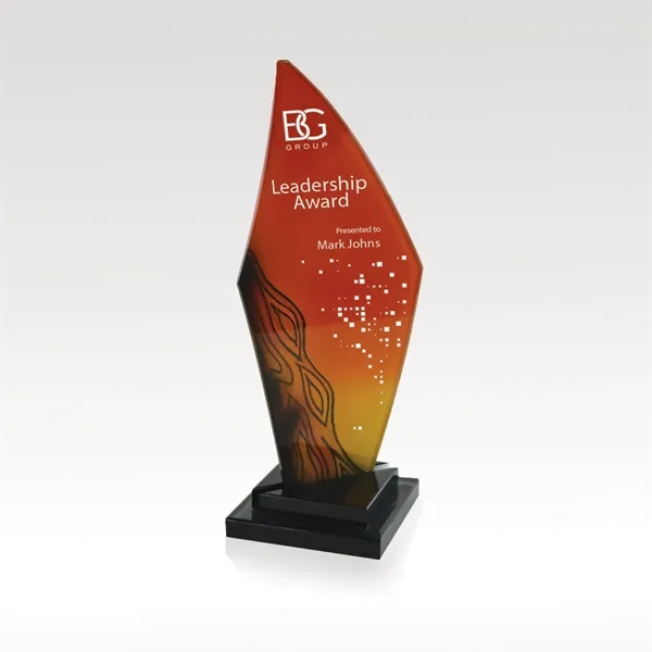 Amber tones of multi-colored art glass form an alluring award.... from ASI 93986 Visions/Awardcraft