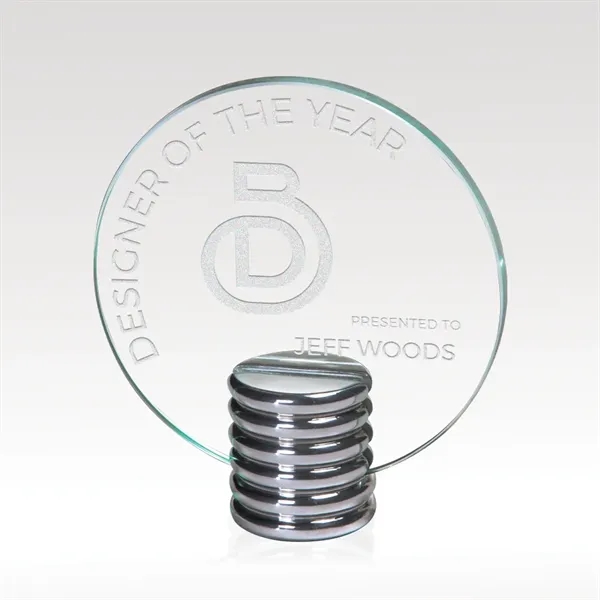 HELIX I features a stylish silver metal cylinder with a clear... from ASI 93986 Visions/Awardcraft