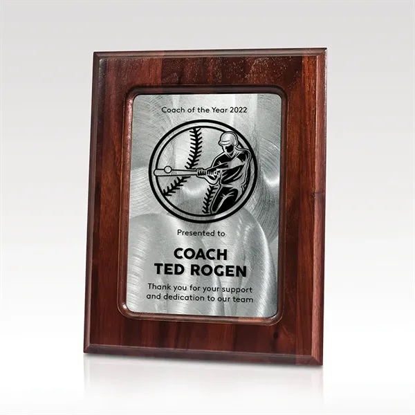 Cherry finished wood panel plaque award with aluminum insert.... from ASI 93986 Visions/Awardcraft / Visions Awards