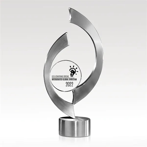 Brushed silver stainless steel award with a jade glass base.... from ASI 93986 Visions/Awardcraft / Visions Awards