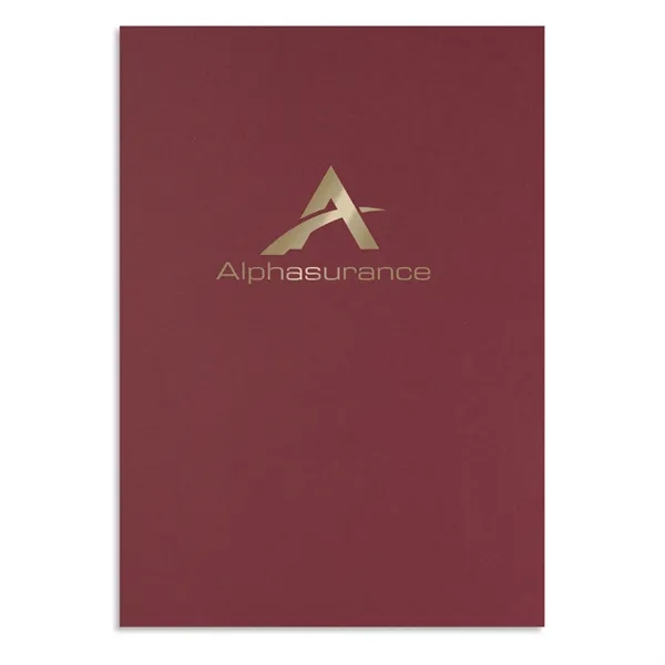 Premium linen presentation folder measuring 12"H x 9"W with a business... from ASI 54040 Fey Promo / Custom Design Express by Fey