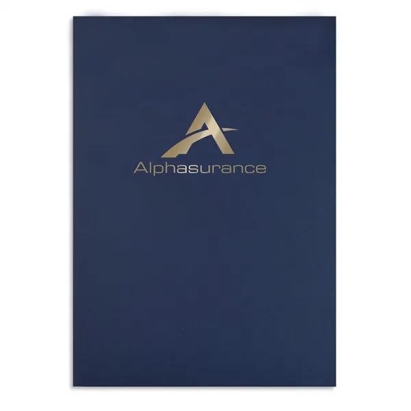 Premium linen presentation folder measuring 12"H x 9"W with a business... from ASI 54040 Fey Promo / Custom Design Express by Fey