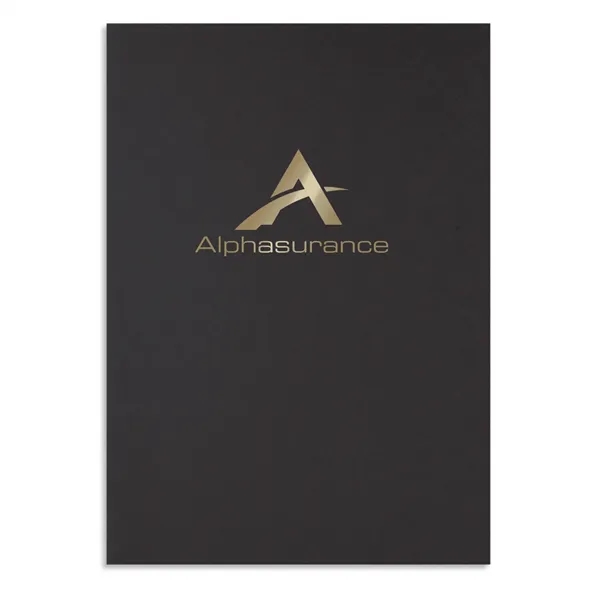 Premium linen presentation folder measuring 12"H x 9"W with a business... from ASI 54040 Fey Promo / Custom Design Express by Fey