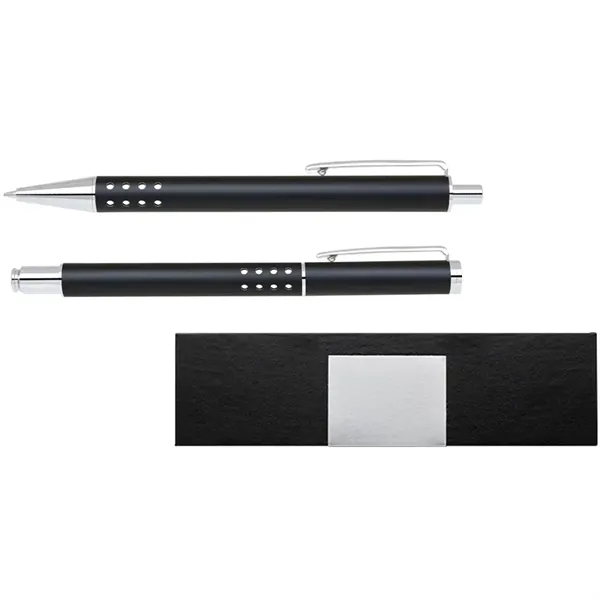 Gift set featuring a brass rollerball pen, ballpoint pen and gift... from ASI 39552 BEL Promo