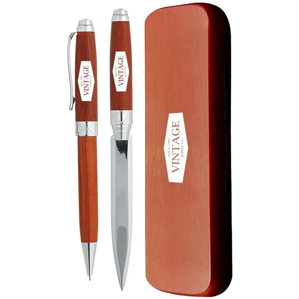 Pen and pencil set inside a wooden box.... from ASI 39552 BEL Promo