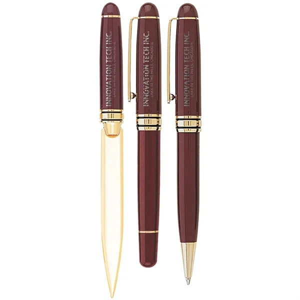 Gift set featuring a brass letter opener, rollerball pen and ballpoint... from ASI 39552 BEL Promo