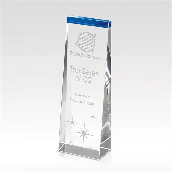 2 1/2" x 7" x 1 3/8" clear and blue optical... from ASI 93986 Visions/Awardcraft / Visions Awards