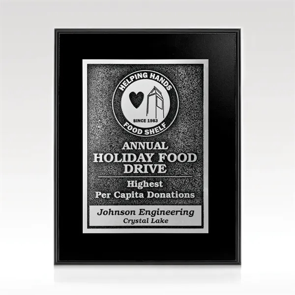 9" x 12" plaque with black finished panel and silver plate.... from ASI 93986 Visions/Awardcraft / Visions Awards