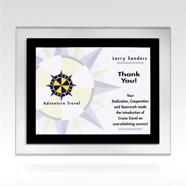 Acrylic plastic certificate holder with smooth black accents and keyhole back.... from ASI 93986 Visions/Awardcraft / Visions Awards