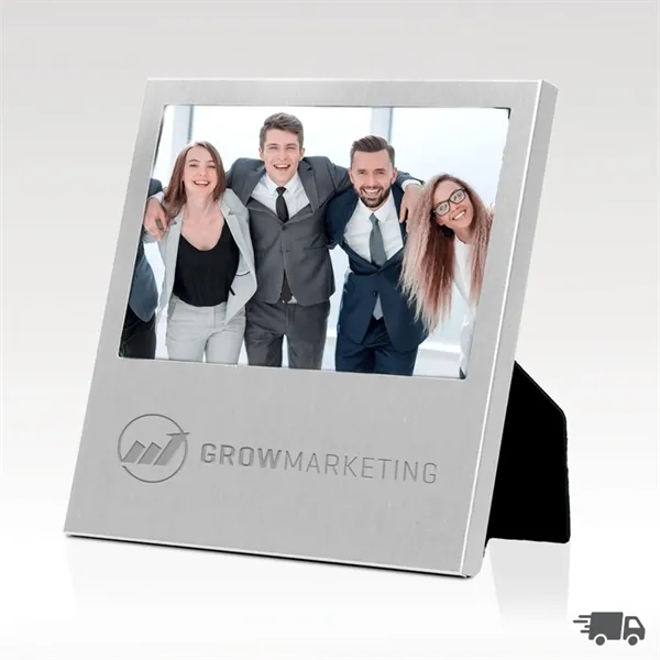 Brushed silver-tone aluminum wide angle picture frame that holds a 4"... from ASI 93986 Visions/Awardcraft / Visions Awards