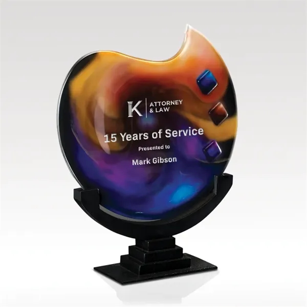 ArtGlass multi-colored award with aluminum and black marble base.... from ASI 93986 Visions/Awardcraft / Visions Awards