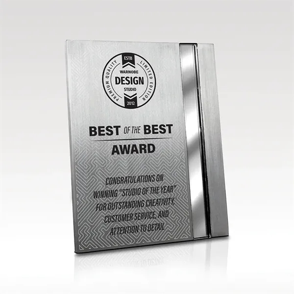 Silver aluminum plaque with clear optical crystal accent.... from ASI 93986 Visions/Awardcraft / Visions Awards