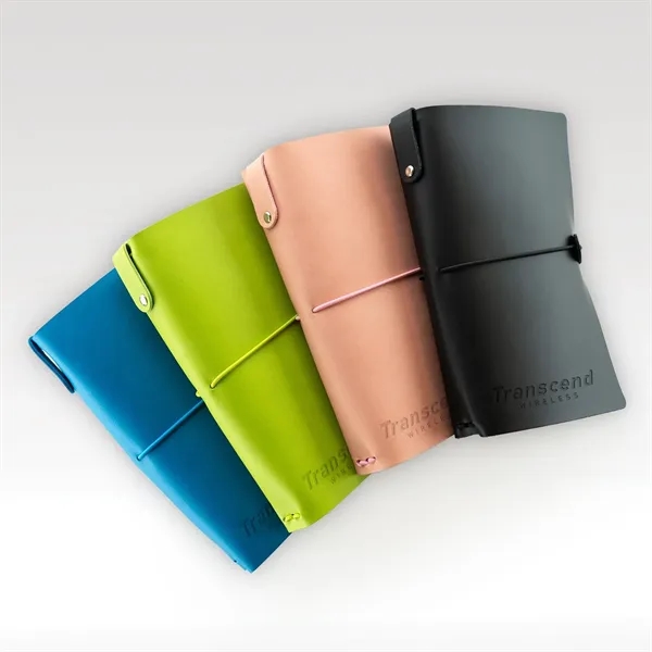 Soft, faux leather journal with 3 separate booklets of grid paper,... from ASI 93986 Visions/Awardcraft