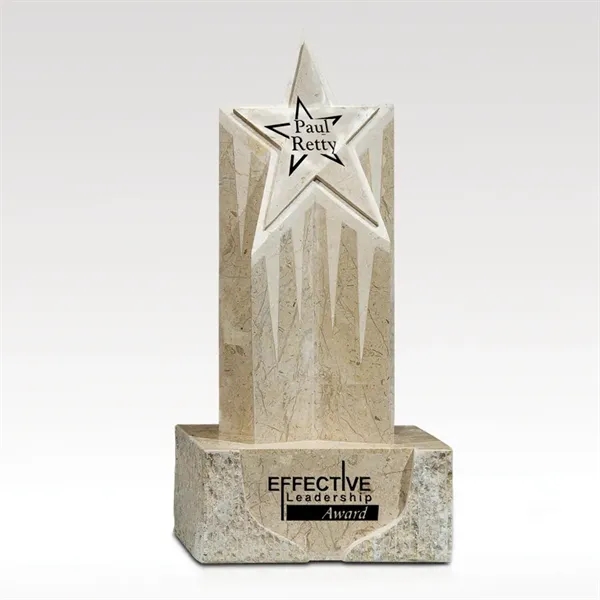 Cappuccino colored stone award with white agate agents and star design.... from ASI 93986 Visions/Awardcraft / Visions Awards