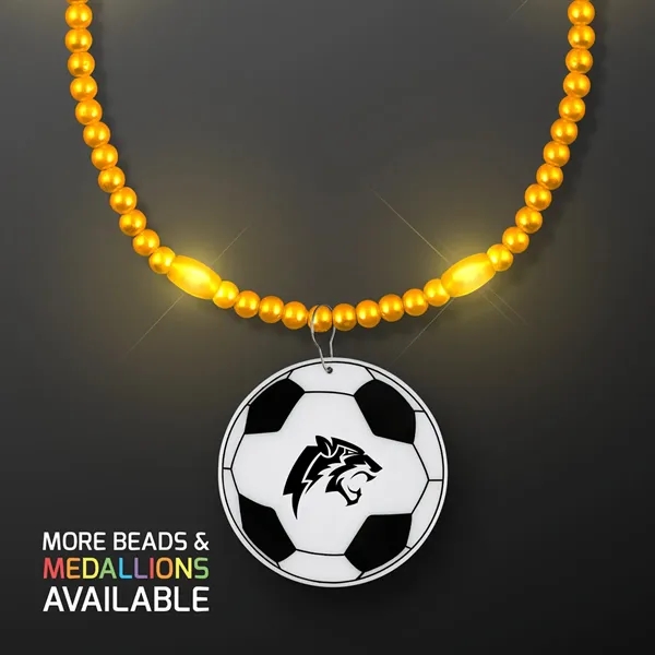 LED Bead Necklace with Soccer Ball Medallion; Imprinted Pricing... from ASI 34194 ALightPromos / Alight Promotional Products