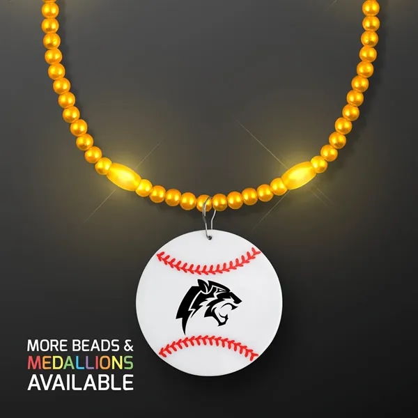 LED Bead Necklace with Baseball Medallion; Imprinted Pricing... from ASI 34194 ALightPromos / Alight Promotional Products