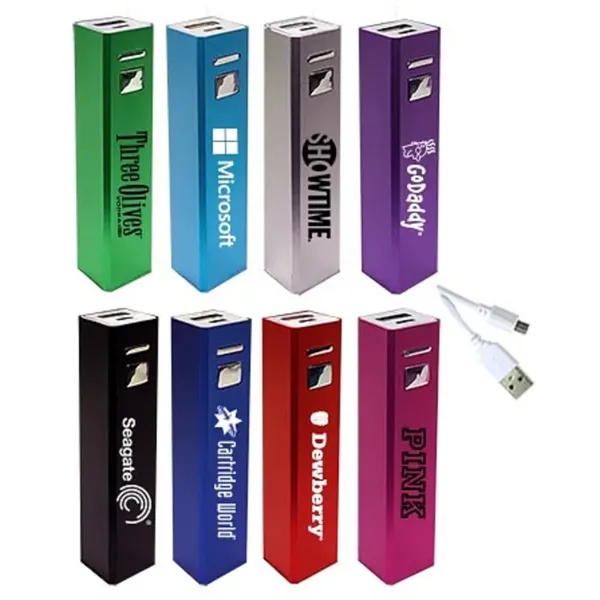Portable Power Bank Charger. Strong Anodized Aluminum Body.  Lithium-ion battery,... from ASI 45100 Chulani Promotional Products, Inc / Competitive Edge Innovations/Chulani