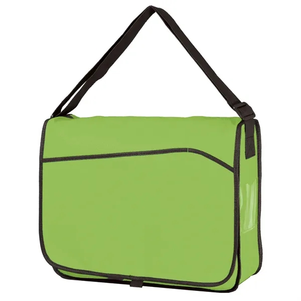 Non-woven messenger bag with side pocket, ID window, spacious interior, pen... from ASI 68507 The Magnet Group / Perfect Line