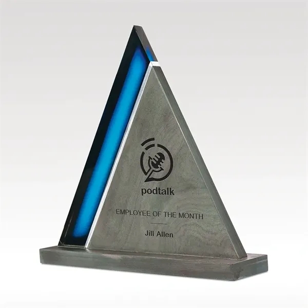 Peak shaped award made of slate and a cobalt Art Glass... from ASI 93986 Visions/Awardcraft / Visions Awards