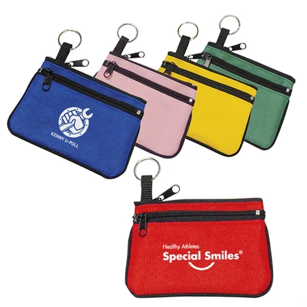 Double zippered coin purse made of polyester with key ring.... from ASI 37455 Atteff International Inc