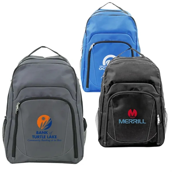 Promo City Backpack. 600D polyester. Spacious zippered main compartment.... from ASI 37455 Atteff International Inc
