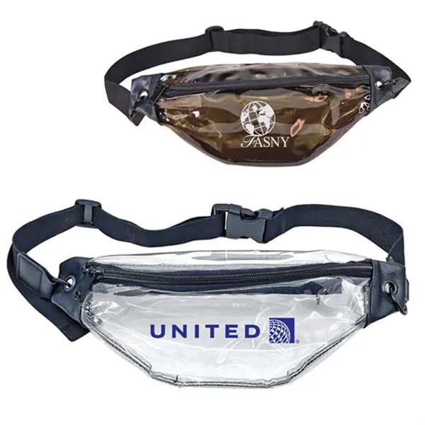 Transparent PVC 2-Zipper Fanny Pack with Leatherette Anchors.... from ASI 37455 Atteff International Inc