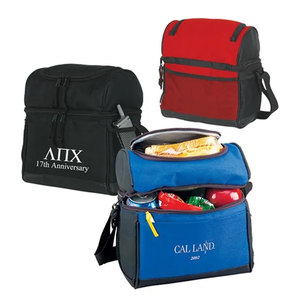 Round top dual-compartment cooler made of 600 denier polyester.... from ASI 37455 Atteff International Inc