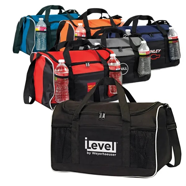 Sports duffel, 600 denier polyester with spacious zippered compartment.... from ASI 37455 Atteff International Inc