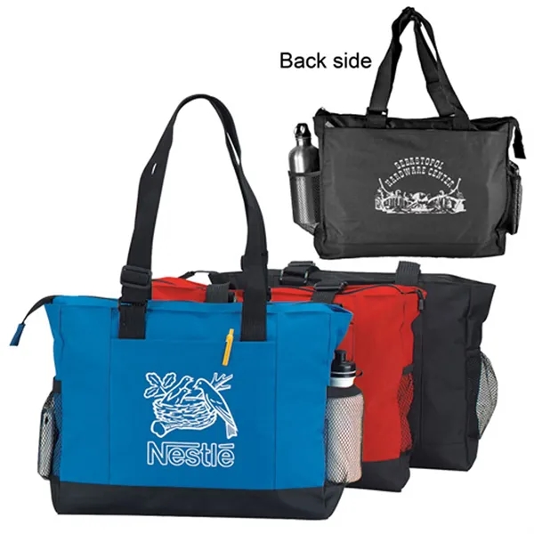 Double zipper tote bag with two zippered compartments and a slide... from ASI 37455 Atteff International Inc