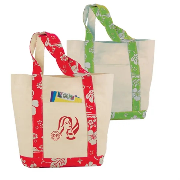 Canvas boat tote with floral accents. Reinforced hand or shoulder straps.... from ASI 37455 Atteff International Inc