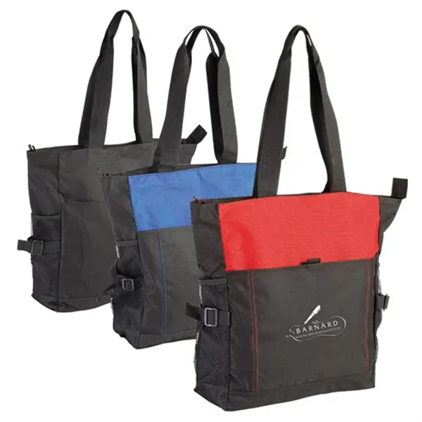 Polyester zipper tote bag with two mesh side pockets.... from ASI 37455 Atteff International Inc
