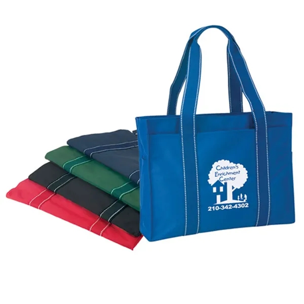 Polyester tote bag with zipper-closure main compartment and exterior pockets.... from ASI 37455 Atteff International Inc
