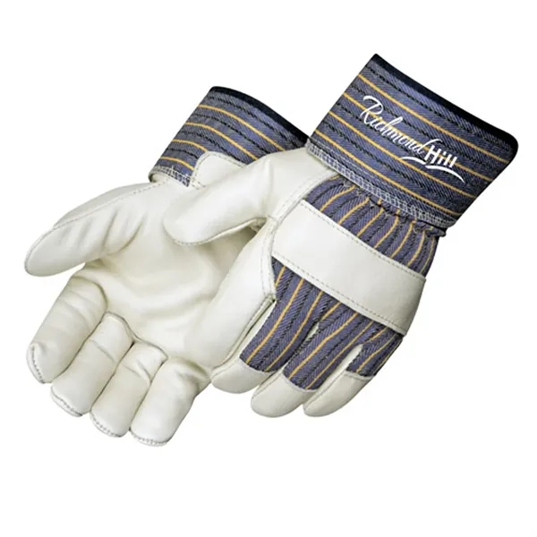 Cowhide palm work gloves with knuckle strap and rubberized safety cuff.... from ASI 37455 Atteff International Inc