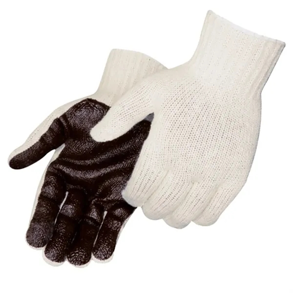 Brown PVC palm coated knit gloves with elastic knit wrist, blank.... from ASI 37455 Atteff International Inc