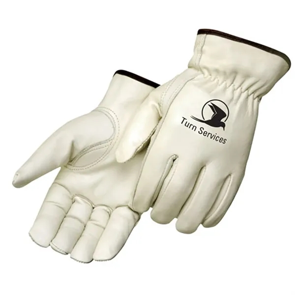 Grain cowhide driver gloves with color fabric hemmed cuff.... from ASI 37455 Atteff International Inc