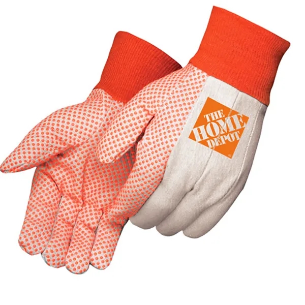 Canvas work gloves with orange PVC dots on palm, index finger... from ASI 37455 Atteff International Inc