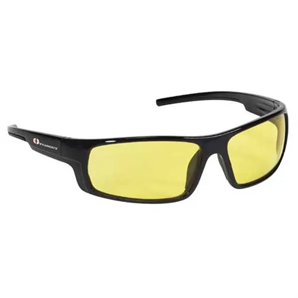 Contemporary style safety glasses with amber lens and black frame.... from ASI 37455 Atteff International Inc