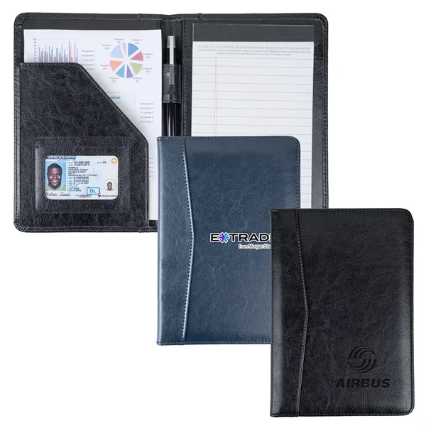 Simulated leather junior padfolio with clear ID window and 5" x... from ASI 46755 Cosmo Promos