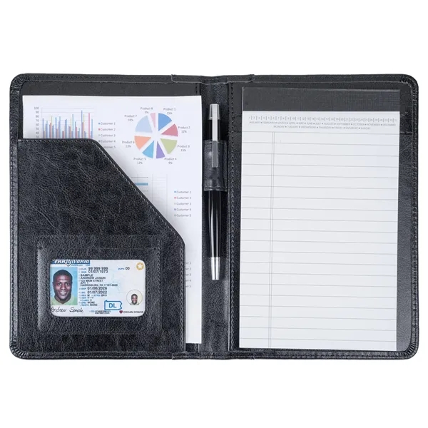 Simulated leather junior padfolio with clear ID window and 5" x... from ASI 46755 Cosmo Promos