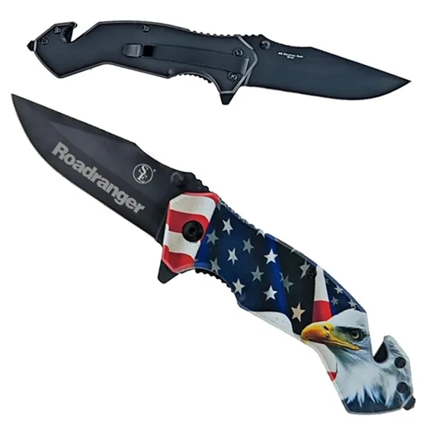 Survival/Rescue Knife with US Flag & Eagle Handle.... from ASI 37455 Atteff International Inc