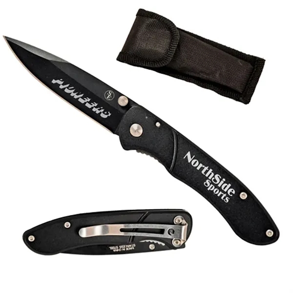 Sleek Black Stainless Steel Pocket Lock Knife.... from ASI 37455 Atteff International Inc
