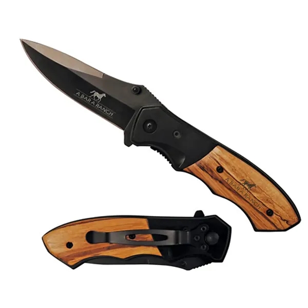 Black blade wood handle pocket knife.... from ASI 37455 Atteff International Inc