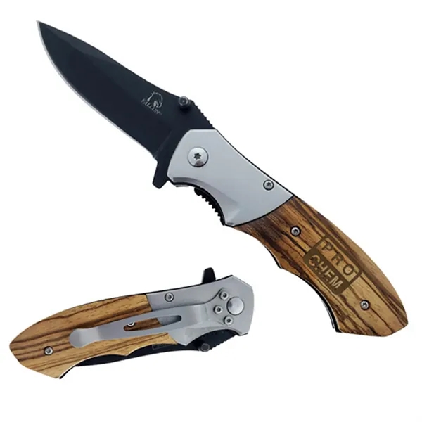Black Blade Zebra Wood Handle Pocket Knife.... from ASI 37455 Atteff International Inc
